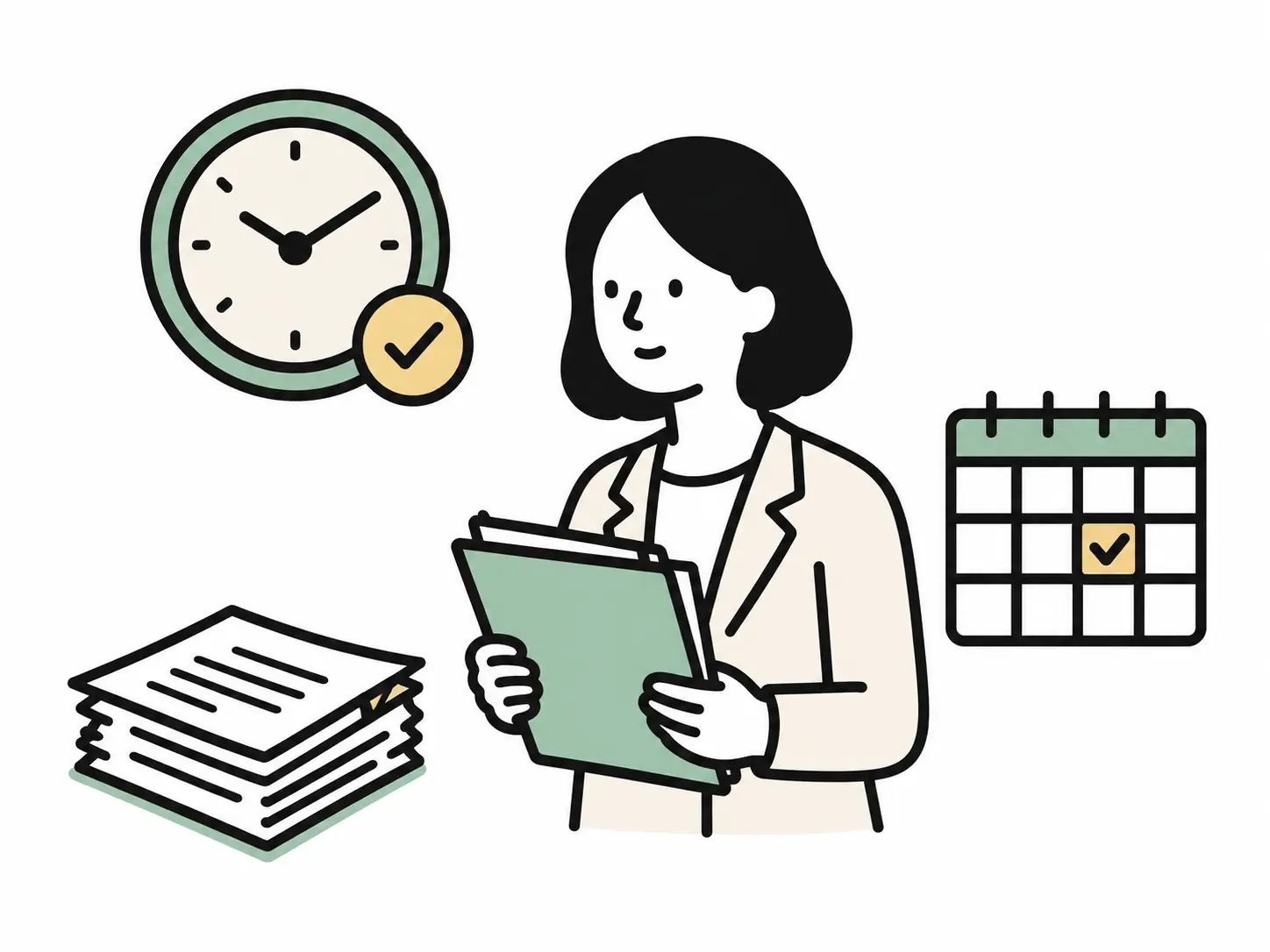 提出期限のある労務書類を確認している様子